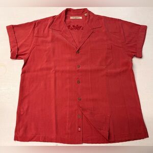 TOMMY BAHAMA Red Stripe Relaxed fit Silk Shirt L